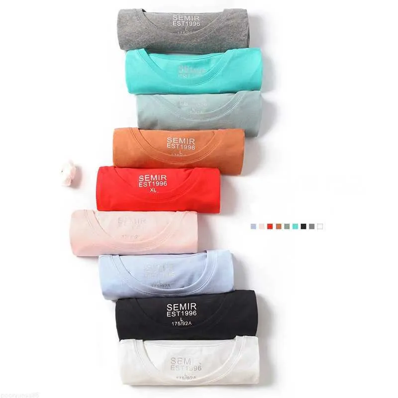 Felpe con cappuccio da uomo Felpe SEMIR estate cotone T-shirt da uomo 2022 semplice o collo stretch solid new top abbigliamento casual tshirt uomo streetwear cool tee shirts