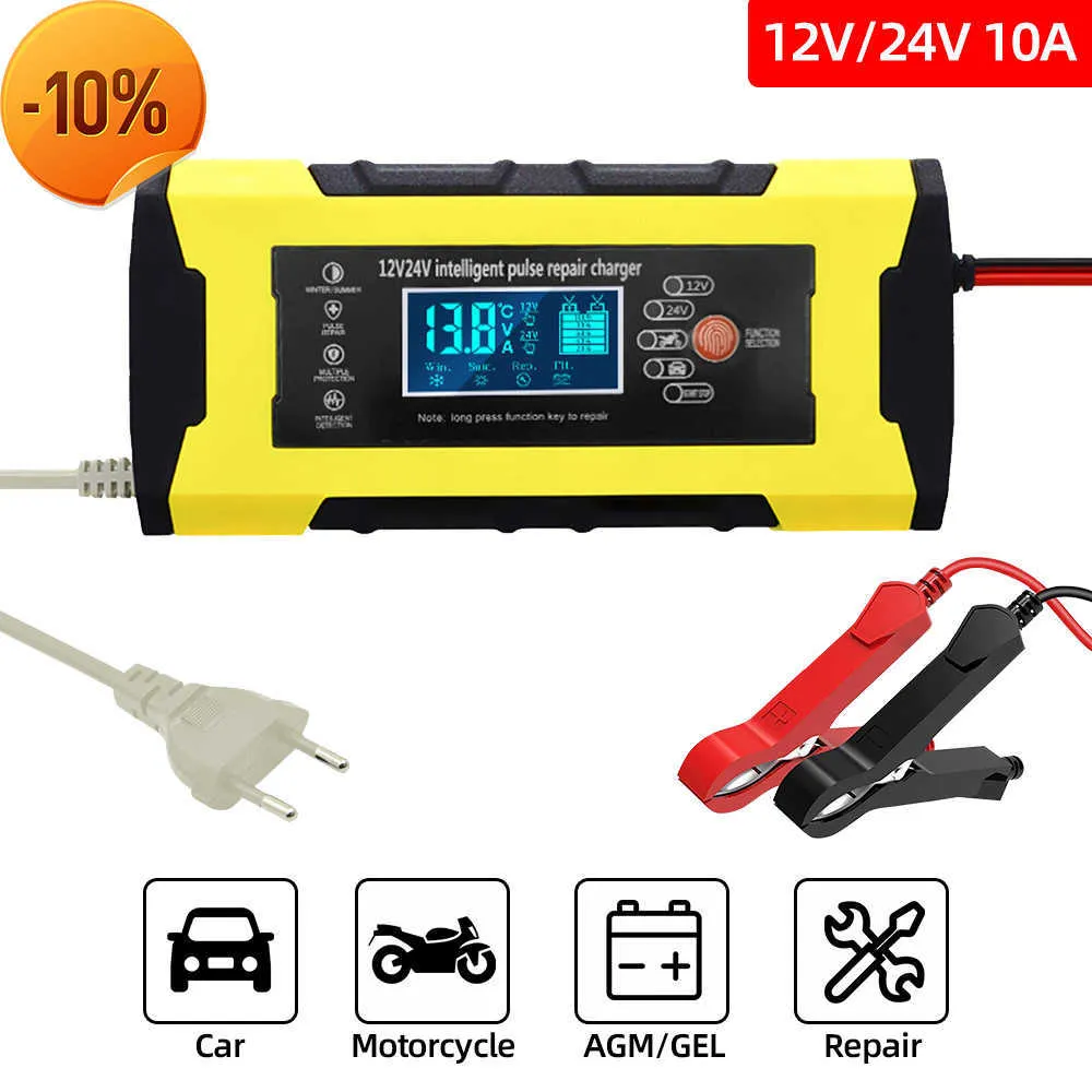12V 24V Pulse Repair Car Battery Charger With LCD Display, Fully Automatic Smart Fast Charge For