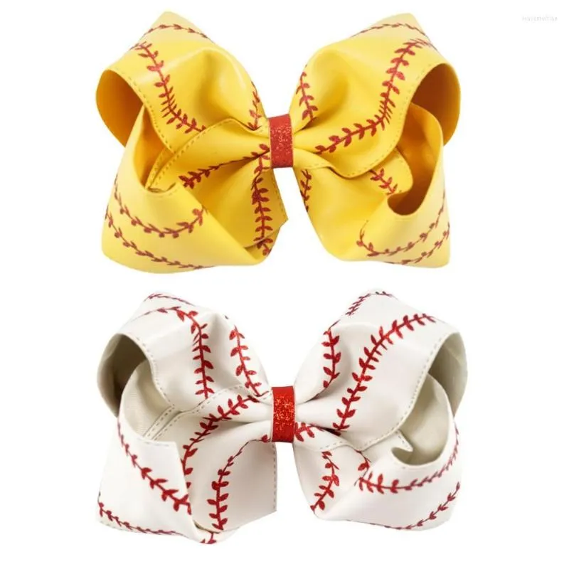 Accessori per capelli Ncmama Copricapo da bambina da 7 pollici Softball Pelle di alta qualità Fiocco grande con clip Boutique Testa per bambini fatta a mano