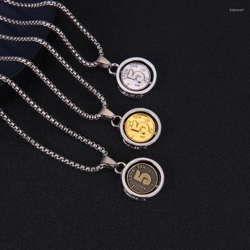 Choker Creative Rotatable Lucky Number5 Coin Necklace for Men and Men and Men and Women Fashion Persualiner