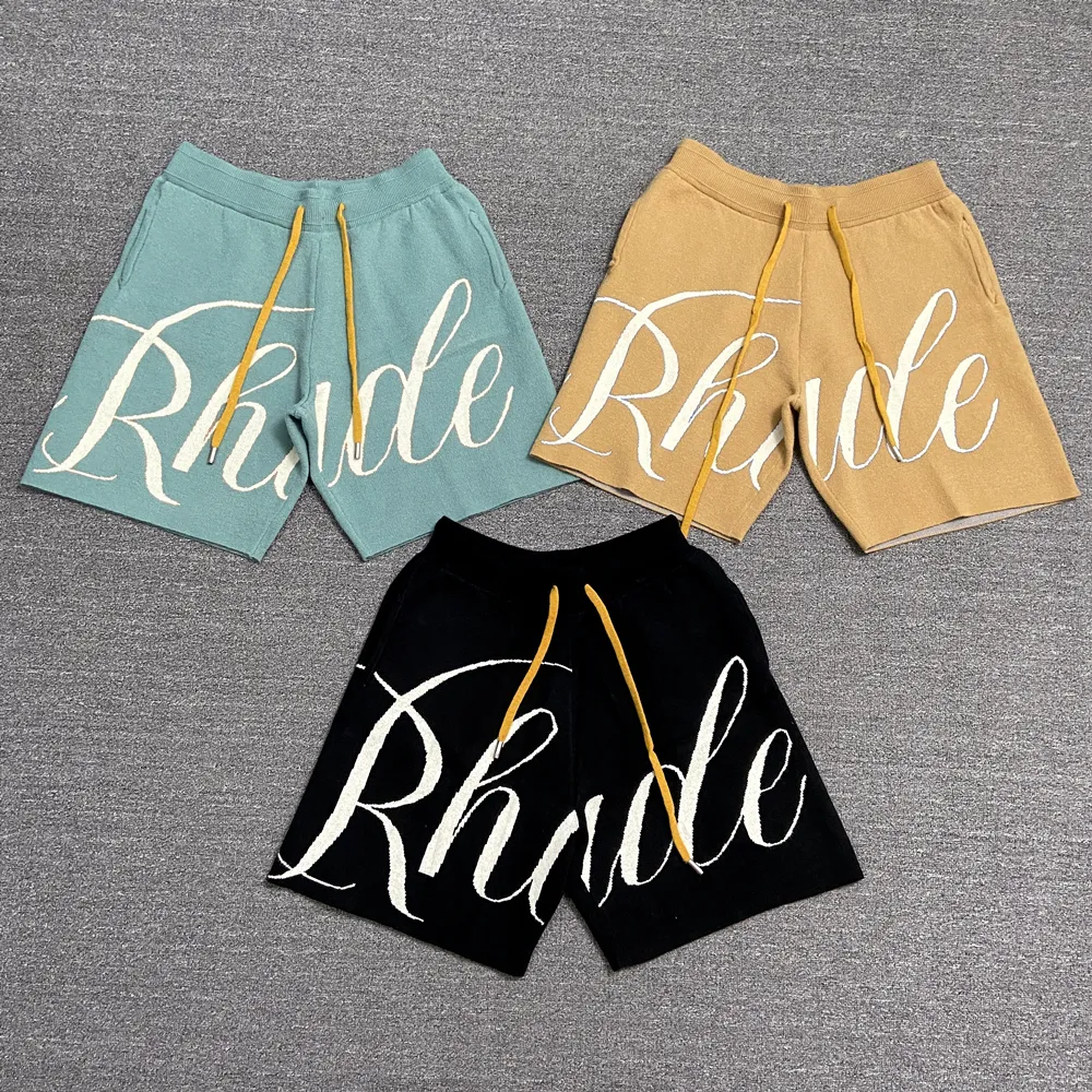 Męskie spodnie Rhude Shorst Men Summer Sports Shorts Bule Czerwona moda Bądź popularny S m l xl elastyczna talia wygodna luźna odpowiednia na ulicę lub 999 ciepło