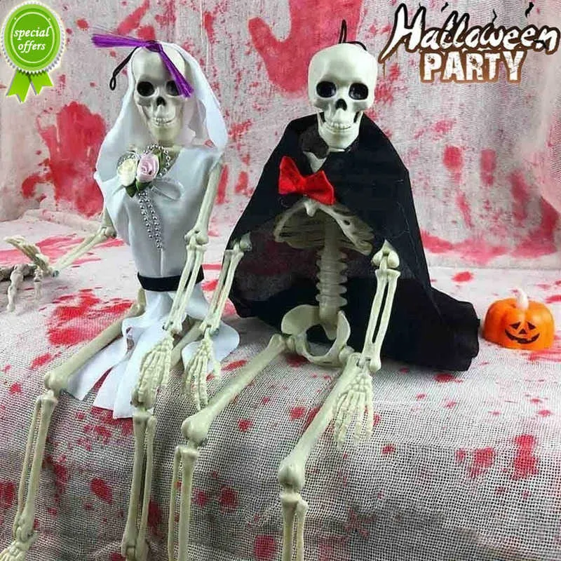 Nouveau 40x10 cm Halloween squelette en plastique humain modèle anatomique squelette pour Halloween fête maison hantée décoration accessoires jouets
