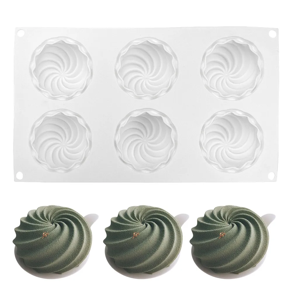Nieuwe 6 Cavity Spiral Ball Siliconen Cakevorm Voor Koekjes Maken 3D Handgemaakte Chiffon Desserts Bakken Tools