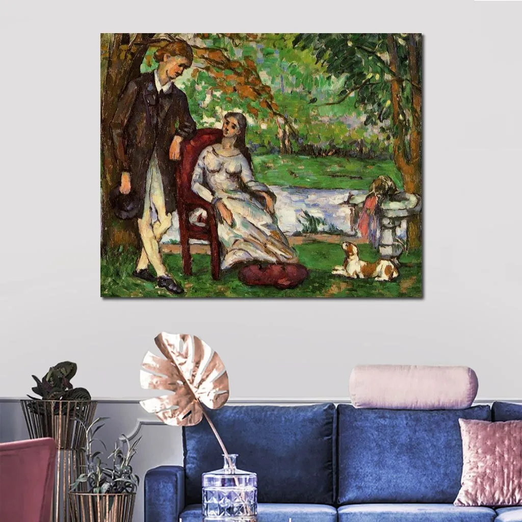 Nature morte sur toile Couple dans un jardin 1873 Paul Cézanne peinture peinte à la main décor contemporain
