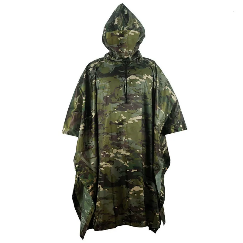 Rain Wear Impermeable Raincoat Poncho Outdoor Military Tactical Rainwear Camping Hiking Hunting Ghillie Suits Travel Umbrella Rain Gear 230615