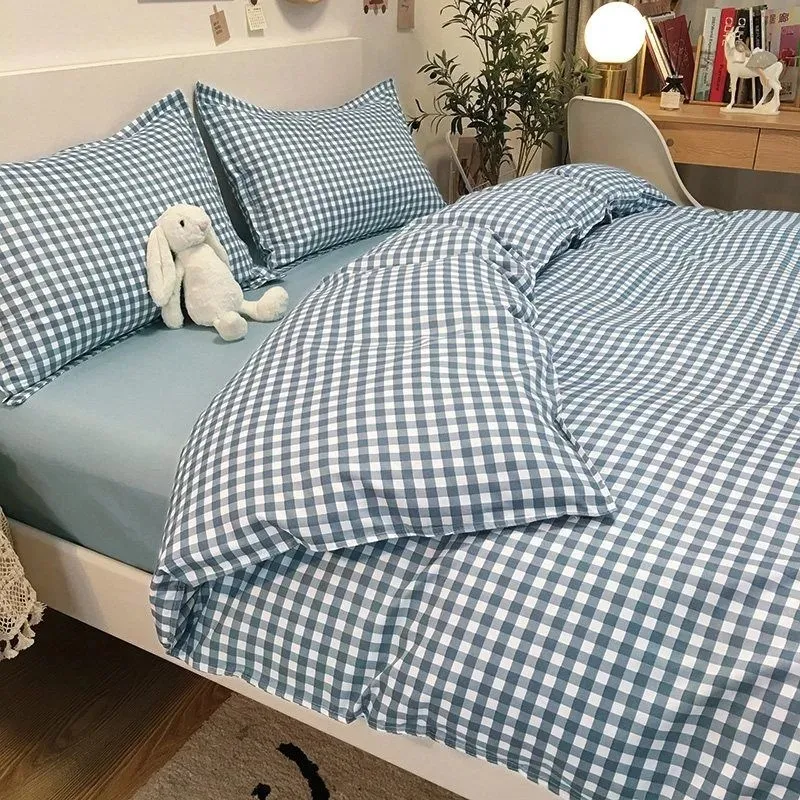 Zestawy pościeli Niebieskie Zestaw Plaid Modna Miękkie łóżko Pojedyncze Single Pełna Królowa Rozmiar chłopców Duvet Cover Płaski arkusz poduszki Zestaw 230615