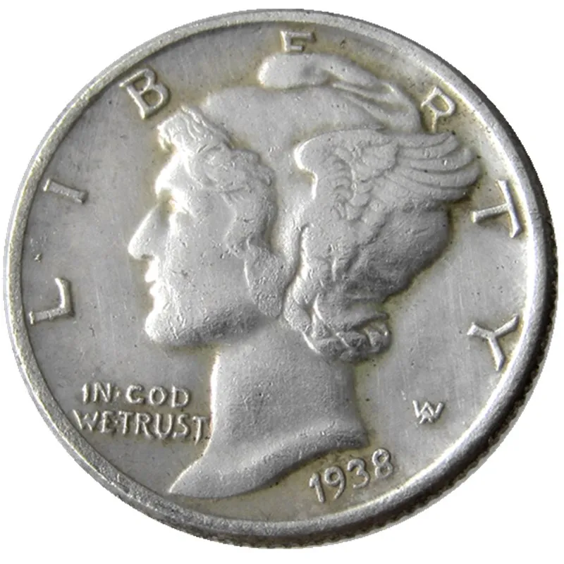 US 1938 P/D/S Mercury Dime versilberte Kopiermünzen