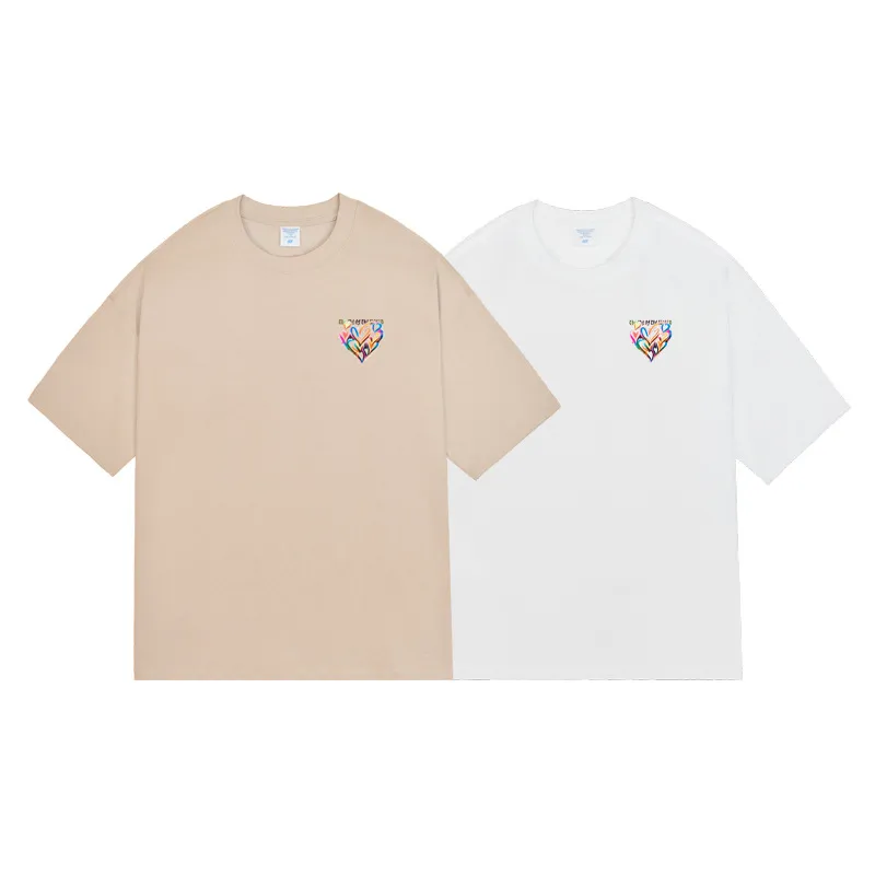 メンズ衣料品Tシャツ240Gラブパターンレタープリント2023夏の新しいトレンドルーズTシャツ