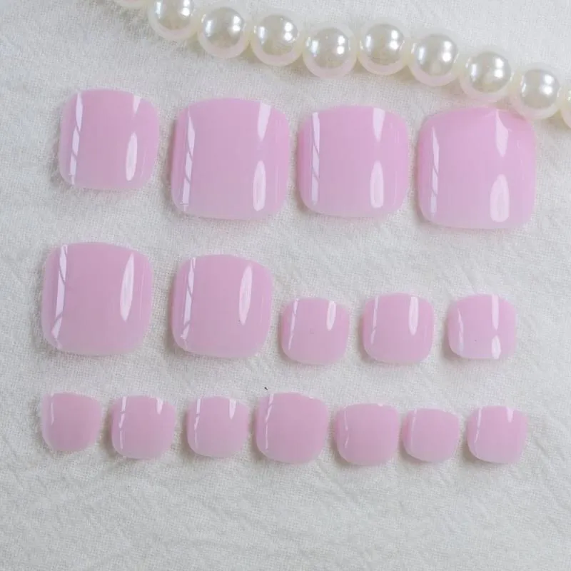 Kunstnagels Voetnagel Nep Mode Teennagels Baby Roze Teen Acryl Frans Kort Volledig voor tenen