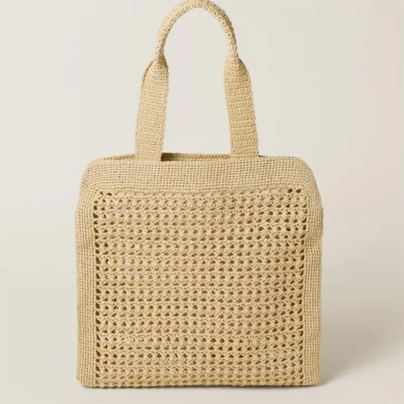 Sac de plage design Sac de paille d'été Sacs à bandoulière pour femmes Sacs fourre-tout tissés Sacs à provisions verticaux Sacs à main en tissu Sacs à main évidés Pochette à main de grande capacité