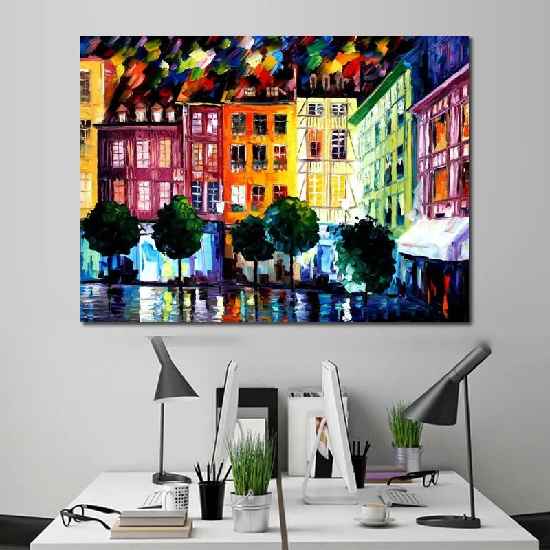 Fine Art Canvas Painting Rouin France Handcrafted Contemporary Artwork Landscape Wall Decoration