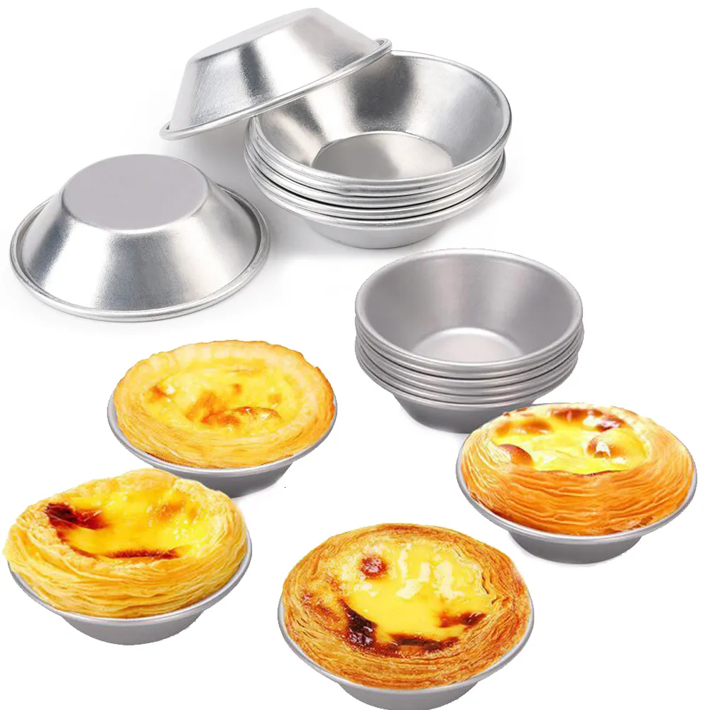 Baking Moulds 51020pcs Kitchen Mold Aluminum Alloy Egg Tart Cup Cupcake Cakes Mould For Pastry Dessert Mini Pan 230616