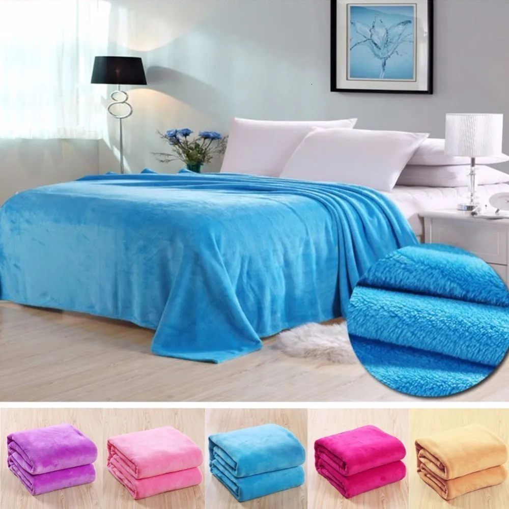 Couvertures de haute qualité Textile de maison couleur unie doux jeter couverture chaud corail voyage bureau flanelle canapé drap de lit 230615