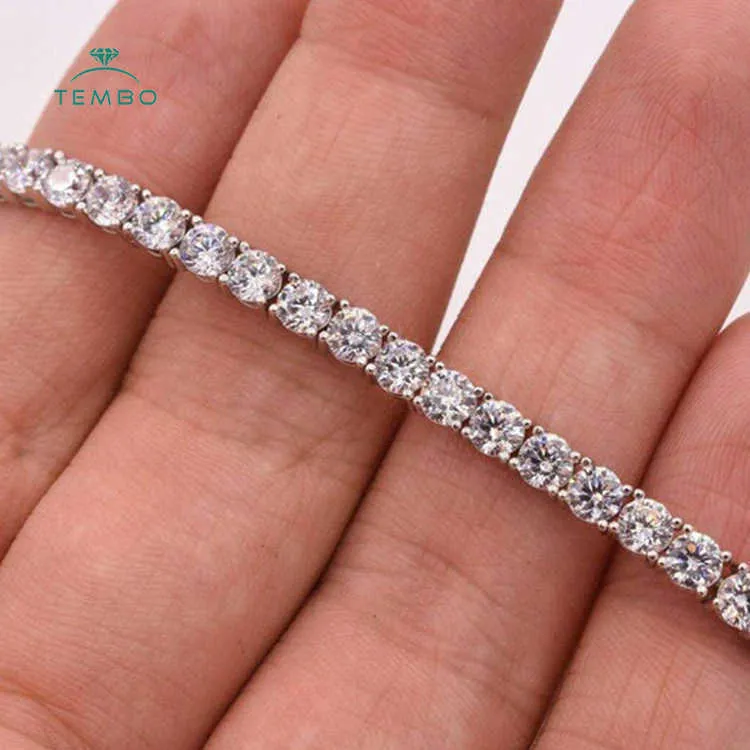 2023 Producción personalizada Oro blanco de 14 k con pulsera de tenis con ajuste de diamantes cultivados en laboratorio natural