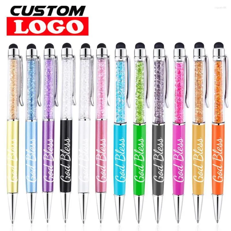 Stylo à bille en métal diamant écran tactile capacitif cadeau personnalisé Laser Logo personnalisé stylos étudiant école bureau Statione