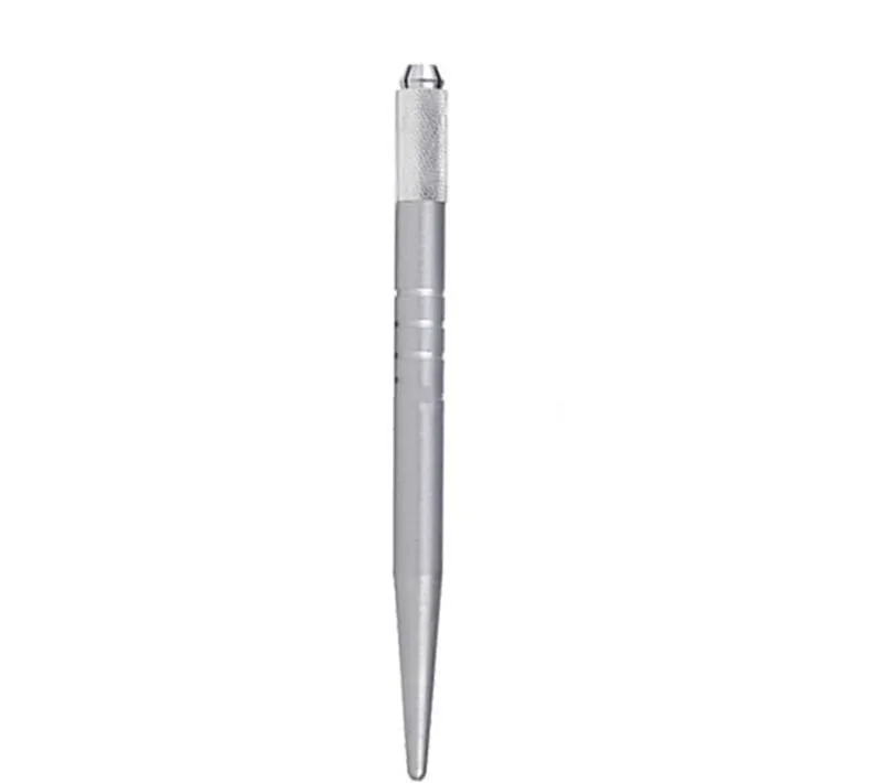 Partihandel 200st Silver Professional Permanent Makeup Pen 3D broderi Makeup Manual Pen Tattoo Eyebrow Microblade gratis