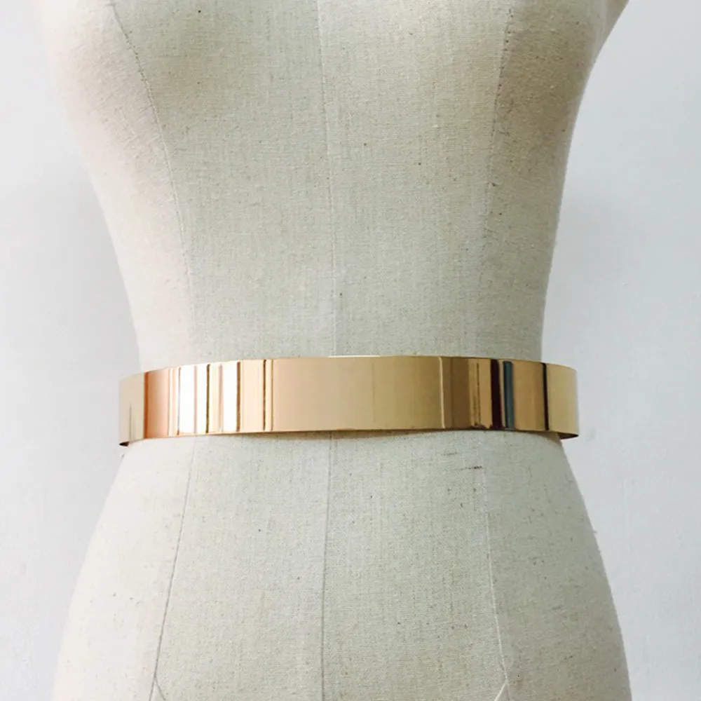 Gold Crystal Metal Adjustable Waist Statement Belt Amabro Gold Belts for Women, Rhinestone Chain Belt Elastic  main image 3