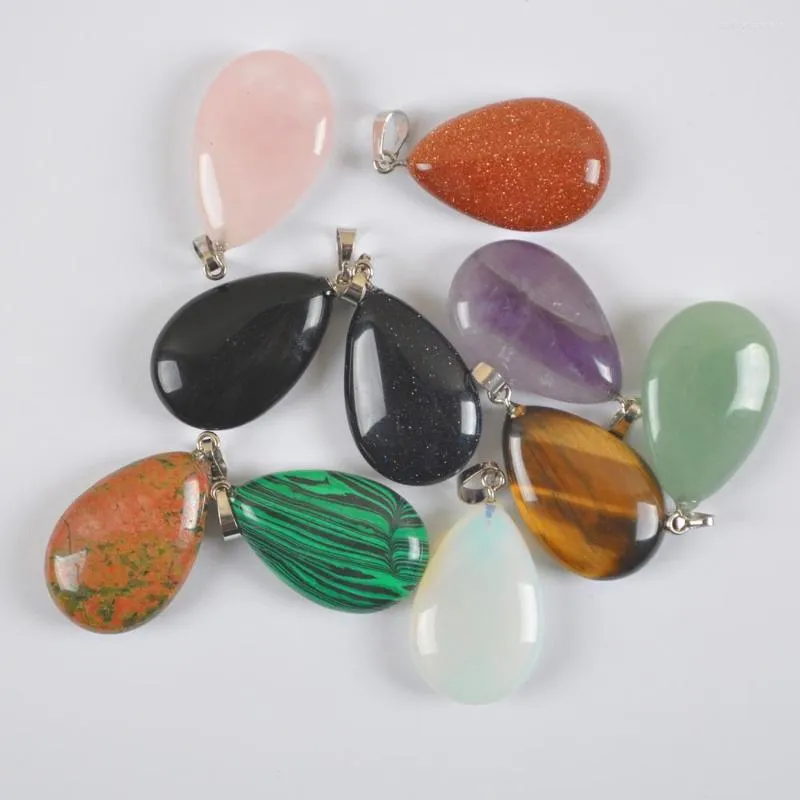 Pendentif Colliers Aventurine Naturelle/Cristal/Cornaline/Grés/Unakite/Opale/Malachite/Rhodonite GEM Goutte D'eau Bijoux S3045-S3055