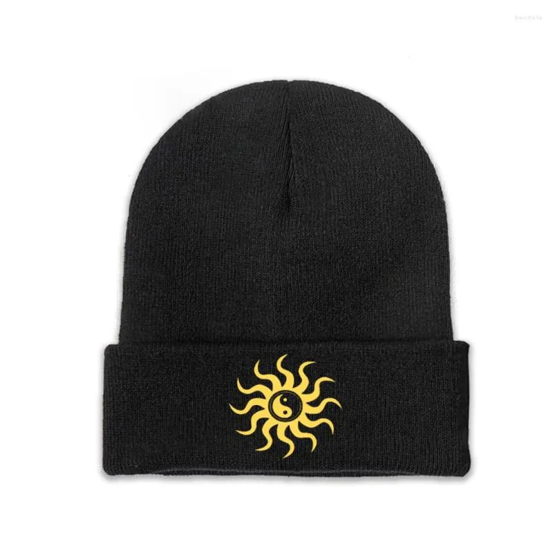 Bérets Yin Yang Sunshine Tricot Chapeau Tricoté Bonnet Bonnets Skullies Bonnets Bonnet De Ski Bonnet Doux Chapeaux Hiver Chaud