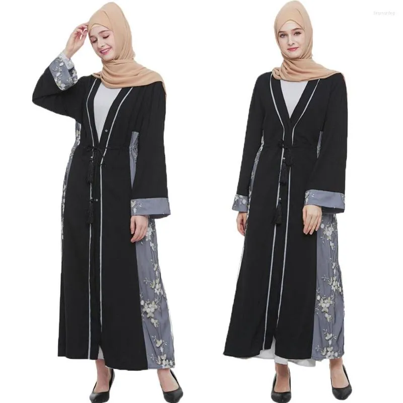 Ethnic Clothing Mesh Abayas dla kobiet Muzułmańska Open Cardigan Maxi Sukienka Turcja Eid Ramadan Kaftan Islam Dubai szata Arab Jalabiya