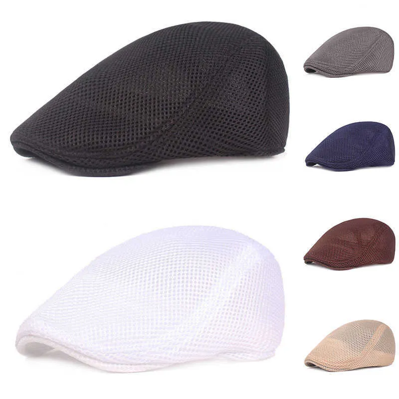 Berets Summer Men kobiety swobodny beret kapelusz nowa moda solidny kolor płaski czapka newsboy w stylu gatsby hat regulowany oddychanie czapki z0613