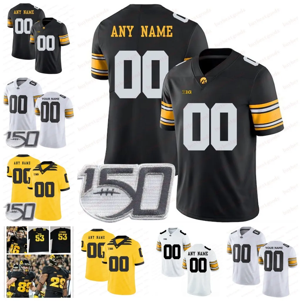 Custom Iowa Hawkeyes Football Jersey 12 Cade McNamara Cooper DeJean Spencer Petras Jack Campbell Sam LaPorta Riley Moss Seth Benson George Kittle Bob Sanders