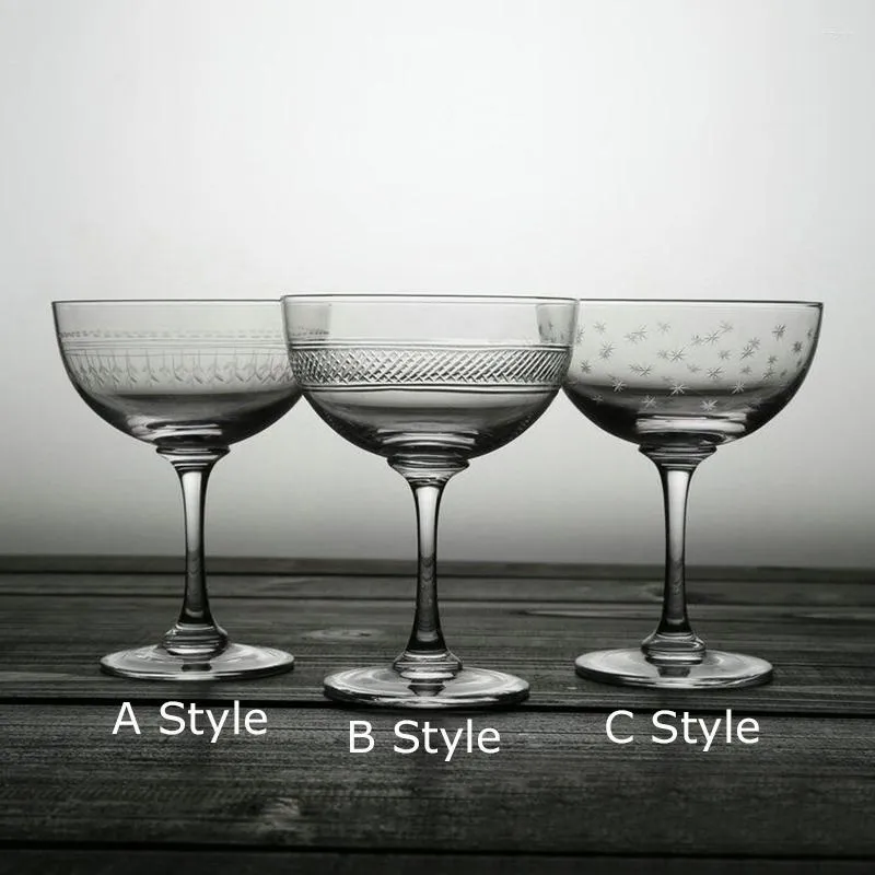 Wine Glasses 4PCS 150ml Japanese Style Classic Engraving Cocktail Glass Set Of 4