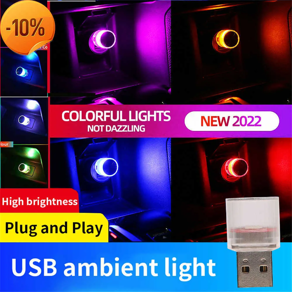 Nuovo 1/2PCS luce per atmosfera USB per auto Mini luce decorativa a LED luce ambientale per auto luce notturna colorata accessori per auto per interni
