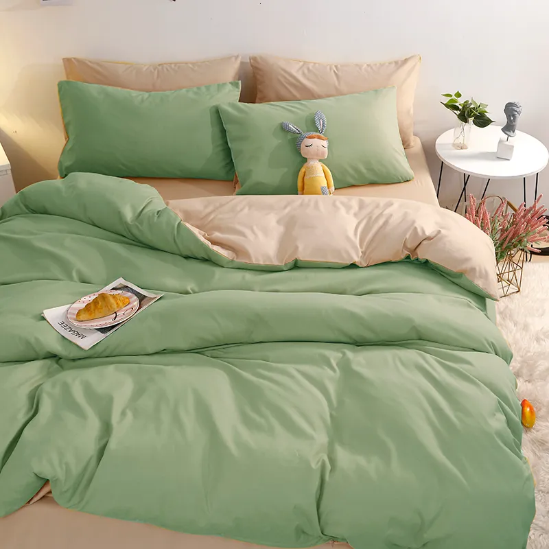 Sängkläder sätter hem textil minimalistisk grön lila set dubbelark lyx drottning king size sängkläder täcke täcke kudde fall 230615