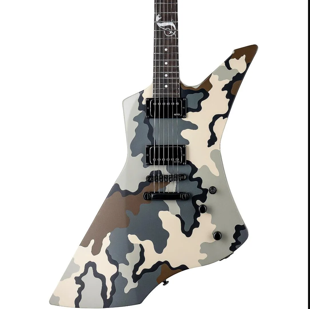 Custom Shop Ltd Snake Byte James Hetfield Signature Camo Electric Guitar 9V Battery Box ، CHANE EMG Pickups ، Black Hardware