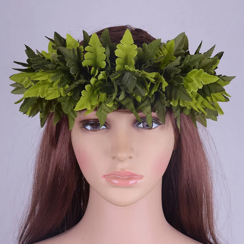 Tiaras blandad färg hc30001b 25 st/parti 50 cm 5Color Artificial Silk Fern lämnar pannband hårtillbehör Hawaii Party Haku 230615