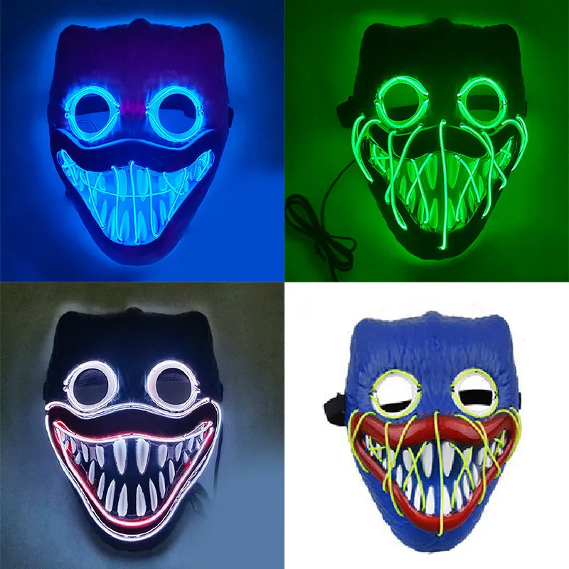 Party Masks Sausage Mouth Monster Plastic Mask Halloween LED Mask Shining in the Dark Funny Mask Cosplay Costume Supplies 230615