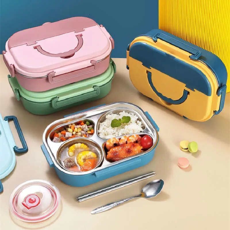 Bento Boxes 304 Lunch Box in acciaio inossidabile Isolamento alimentare Preparazione dei pasti per bambini Riscaldatore per contenitori Gestore dello stoccaggio Partizione a strati 230616