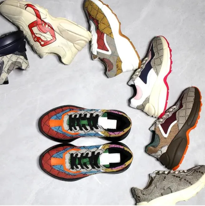 Tasarımcı Rhyton Sıradan Ayakkabı Vintage Moda Baskılı Platform Baba Ayakkabıları Erkek Kadınlar Slip Slip Giyim Düşük Top Ayakkabılar Boyutu 35-46