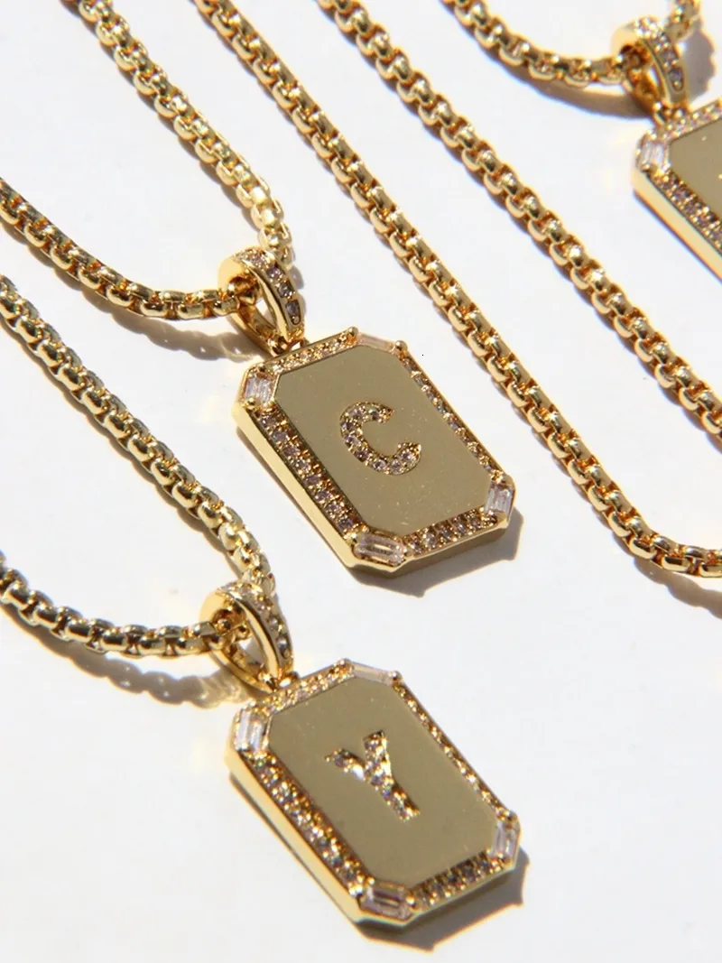 Pendant Necklaces Brass With 18K Gold Zircon Letter Pendant Necklaces Women Jewelry Punk Party T Show Designer Club Ins Rare Japan Korean 230615