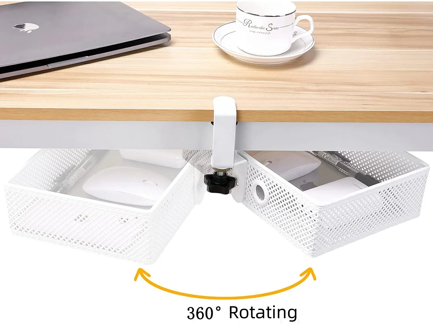 Storage Drawers Desk Cable Management Tray 360° Rotating Power Strip ...