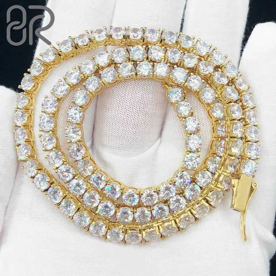 3mm 5mm 10k 14k 18k Massive Gold Tenniskette Heißer Verkauf Runde Brillantschliff Lab Grown Diamond Tennis Halskette