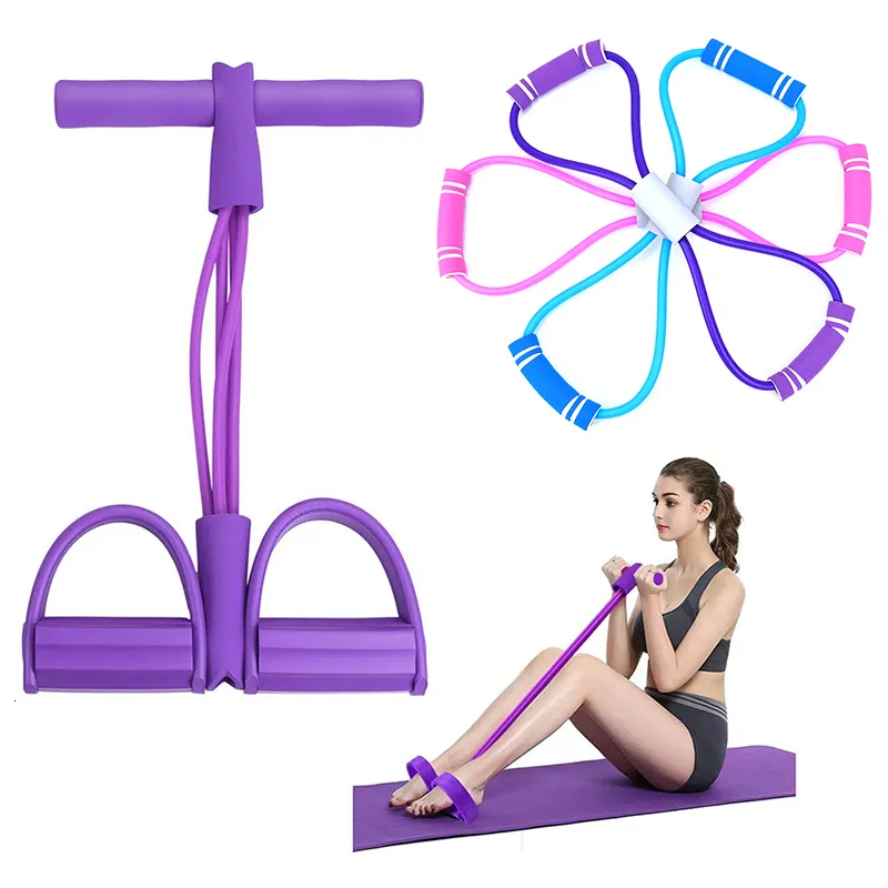 Bandes de résistance Cadeau gratuit 4 Tube Latex Pédale Bande de résistance Yoga Élastique Corde de traction Fitness Sit up Expander Fitness Bandes Workout Training 230615