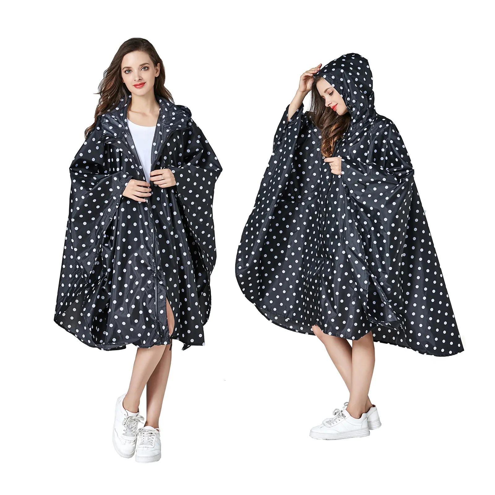 Rain Wear Women's Stylish Waterproof Rain Poncho Coloful Print Raincoat With Hood och Zipper 230615