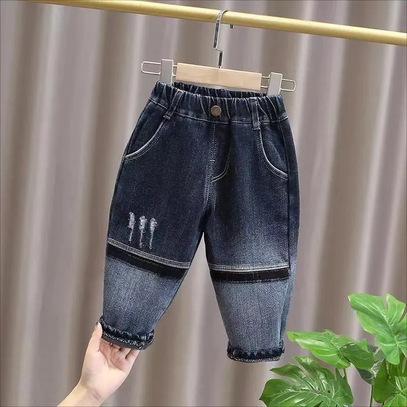 Jeans Boys '2023 İlkbahar ve Sonbahar Çocuk Haren Pantolon Koreli Çok Yeri Tayt Moda 230616