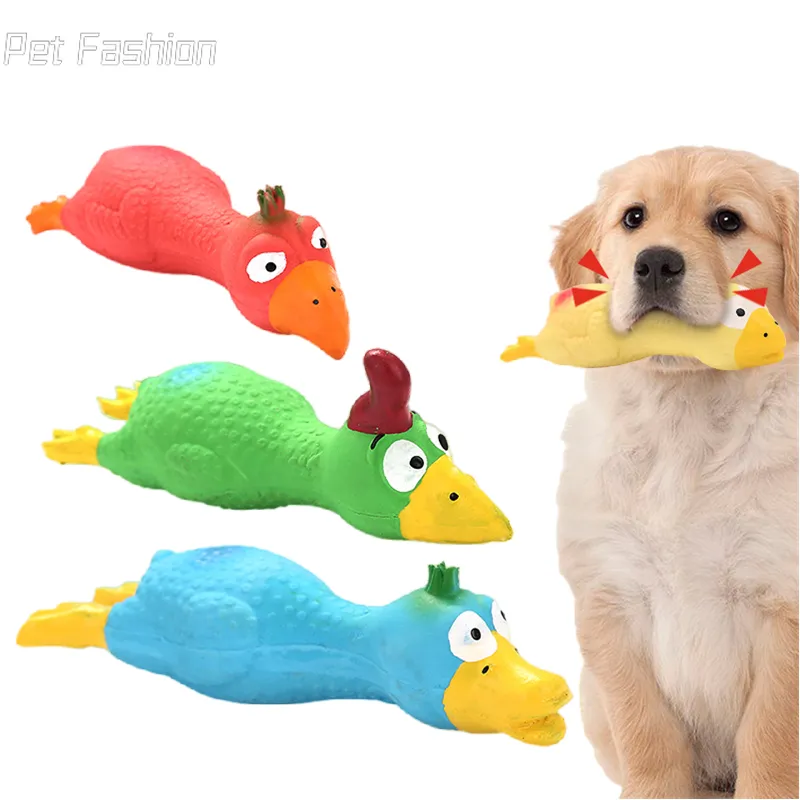 Brinquedos fofos de látex em forma de galinha para animais de estimação guincho para cães, gatos, filhotes, mastigar, sons, simulação, frango, gritos, acessórios criativos para cães