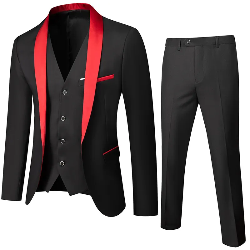 Homens terno de casamento vestido de formatura jaqueta + calça + colete conjunto de terno masculino slim fit smoking masculino blazer personalizado estilo britânico roupas de noivo