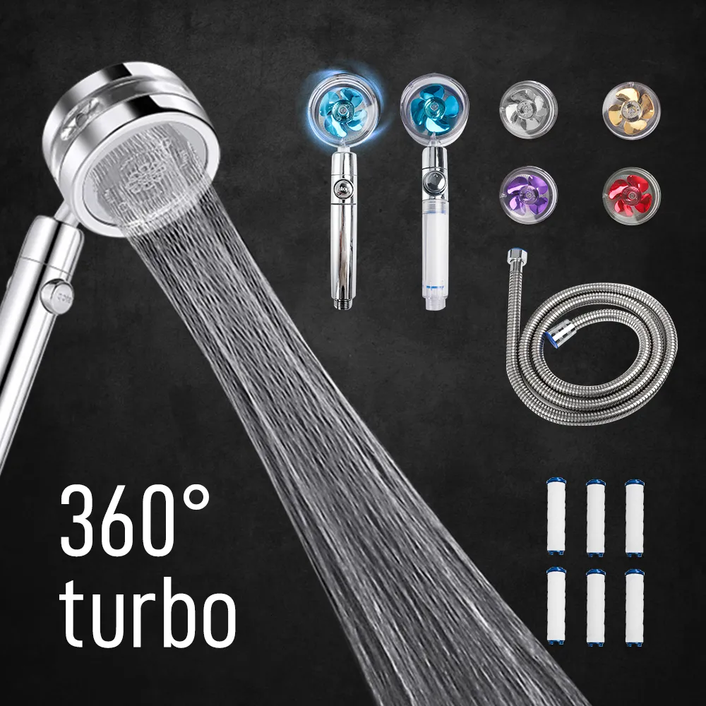 Diğer Musluklar Duşlar ACCS Yüksek Basınçlı Fan Duş Başlığı Turbo 360 Yağış Su Tasarrufu Filtrelerle Duş Başlığı Banyo Dönen Sprey Banyo 230616