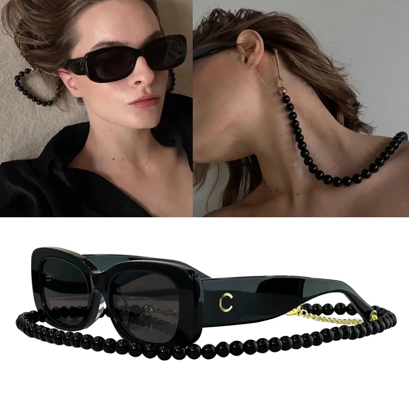 Créateurs chauds Lunettes de soleil Femmes pour femmes lunettes pour lady 5488 Fashion Original Quality Glass détachable Exquise Perle Chain Sun Glasses with Origin Box