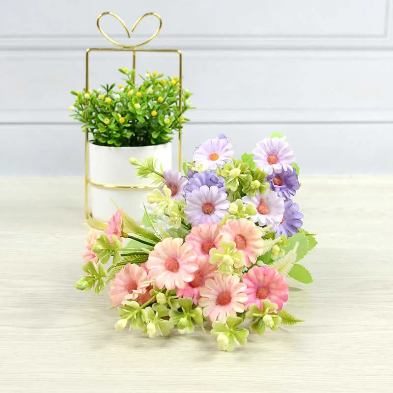 Gedroogde bloemen 31 cm roze zijde pioen kunstbloem boeket mini chrysant goedkope nepbloemen geschikt voor familiebruiloft deco