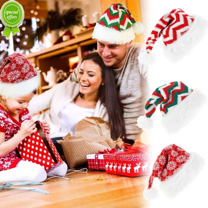 Nuovo Anno Nuovo Babbo Natale Cappello di Natale Peluche Addensare Panno Cappello di Natale per adulti Cappello da Babbo Natale per forniture per feste di buon Natale