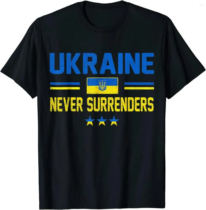 Herren-T-Shirts, Ukraine gibt sich nie auf, ukrainische Flagge, Herren-T-Shirt, kurzärmelig, lässig, Baumwolle, O-Ausschnitt, Sommer-T-Shirts