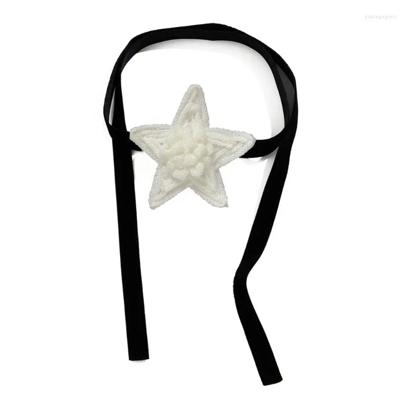 Collane con ciondolo D7WB 3 colori Collana a cinque punte Catena al collo sexy Temperamento Nastro Choker_voghion.com