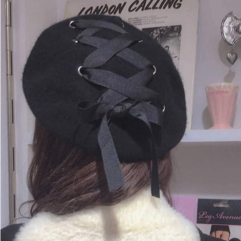 Bérets laine béret pour femmes mode vêtements accessoires Vintage à lacets peinture casquette velours bonnet chapeau femmes chapeaux Z0613