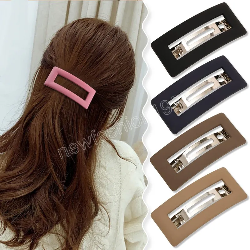 Grampo de cabelo de cor sólida para meninas Headwear Geometric Frosted Spring Clip Barrettes Feminino Rabo de Cavalo Titular Grampos de Cabelo Coreano Acessórios para o Cabelo